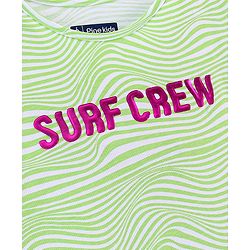 Pine Kids 100% Cotton Biowashed Half Sleeves T-Shirt Foil Text Print- White & Green