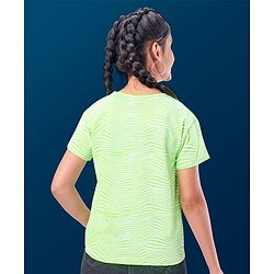 Pine Kids 100% Cotton Biowashed Half Sleeves T-Shirt Foil Text Print- White & Green