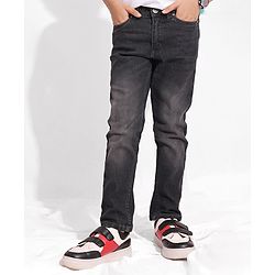Pine Kids Full Length Cotton Elastane Washed Black Jeans - Grey