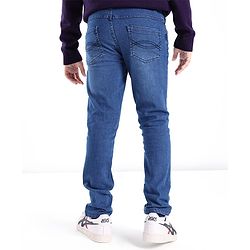 Pine Kids Cotton Spandex Woven Full Length 5 Pockets Washed Denim Jeans - Mid Blue