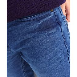 Pine Kids Cotton Spandex Woven Full Length 5 Pockets Washed Denim Jeans - Mid Blue