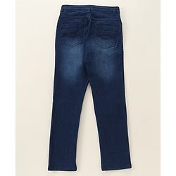 Pine Kids Cotton Spandex Woven Full Length 5 Pockets Washed Denim Jeans - Dark Blue