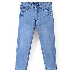 Pine Kids Cotton Spandex Woven Full Length 5 Pockets Washed Denim Jeans - Ice Blue