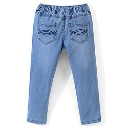Pine Kids Cotton Spandex Woven Full Length 5 Pockets Washed Denim Jeans - Ice Blue