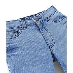 Pine Kids Cotton Spandex Woven Full Length 5 Pockets Washed Denim Jeans - Ice Blue