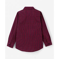 Pine Kids Full Sleeves Checked Shirt With Chest Print Inner T-shirt - Maroon