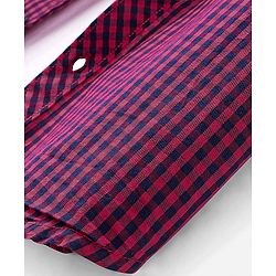 Pine Kids Full Sleeves Checked Shirt With Chest Print Inner T-shirt - Maroon