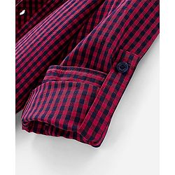 Pine Kids Full Sleeves Checked Shirt With Chest Print Inner T-shirt - Maroon
