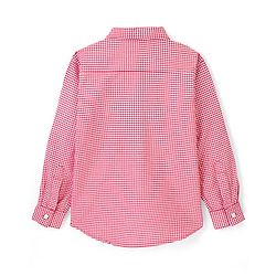 Pine Kids 100% Cotton Full Sleeves Checked Shirt with Chest Print Inner T-Shirt - Red