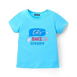Pine Kids Cotton Half Sleeve Text Print Night Suit - Blue & Pink