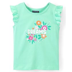 Pine Kids 100% Cotton Half Sleeves Top & Shorts Set Floral Print - Green