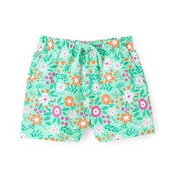 Pine Kids 100% Cotton Half Sleeves Top & Shorts Set Floral Print - Green