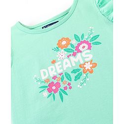 Pine Kids 100% Cotton Half Sleeves Top & Shorts Set Floral Print - Green