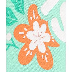 Pine Kids 100% Cotton Half Sleeves Top & Shorts Set Floral Print - Green
