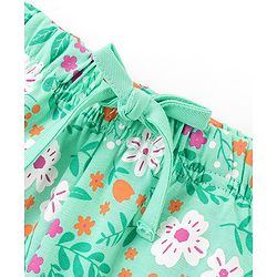 Pine Kids 100% Cotton Half Sleeves Top & Shorts Set Floral Print - Green