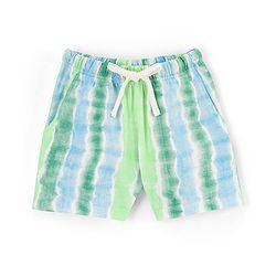 Pine Kids 100% Cotton Half Sleeves Nightwear Shorts Set Dreams Print - Green White & Blue