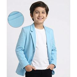 Pine Kids Knitted Full Sleeves Blazers - Light Blue