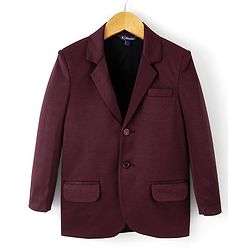 Pine Kids Full Sleeves Knitted Solid Color Blazer - Maroon