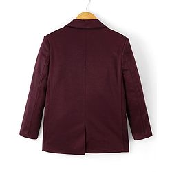 Pine Kids Full Sleeves Knitted Solid Color Blazer - Maroon