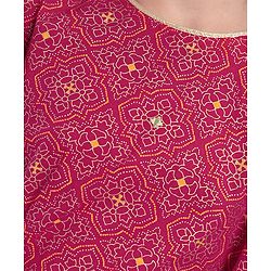 Pine Kids All Over Printed Tiered Lehenga with Cape Choli Set- Dark Pink