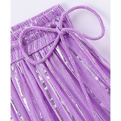 Pine Kids 100% Cotton Woven Half Sleeves Mirror Work Tiered Lehenga Choli Set - Lavender