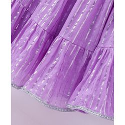Pine Kids 100% Cotton Woven Half Sleeves Mirror Work Tiered Lehenga Choli Set - Lavender