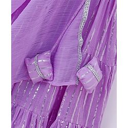 Pine Kids 100% Cotton Woven Half Sleeves Mirror Work Tiered Lehenga Choli Set - Lavender