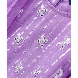 Pine Kids 100% Cotton Woven Half Sleeves Mirror Work Tiered Lehenga Choli Set - Lavender