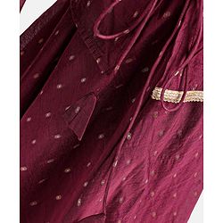 Pine Kids Three Fourth Sleeves Zari Design Lehenga & Choli Set - Wine