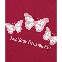 Pine Kids 100% Cotton Knit Half Sleeves Knee Length Night Gown Butterfly Print - Persian Red