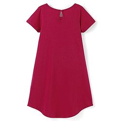 Pine Kids 100% Cotton Knit Half Sleeves Knee Length Night Gown Butterfly Print - Persian Red