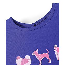 Pine Kids 100% Cotton Knit Half Sleeves Knee Length Night Gown Puppy Print - Blue