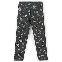 Pine Kids Stretchable Cotton Bio Washed Full Length Leggings Text Print - Dark Shadow