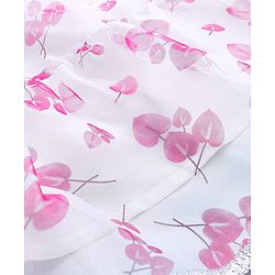 Pine Kids Half Sleeves Choli & Tiered Lehenga  with Dupatta Floral Print - Pink