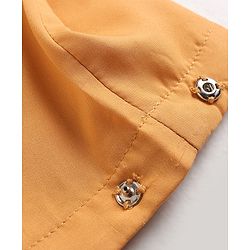 Pine Kids Three Fourth Sleeves Kurti Churidar Set with Dupatta Chervon Pattern - Mustard Yellow