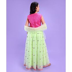Pine Kids Sleeveless Sequin Embroidered Lehenga Choli Set - Mint