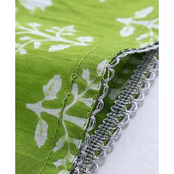 Pine Kids 100% Cotton Sleeveless Kurti & Salwar Set with Dupatta Floral Print - Lime Green