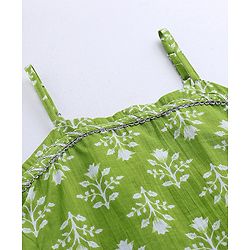 Pine Kids 100% Cotton Sleeveless Kurti & Salwar Set with Dupatta Floral Print - Lime Green