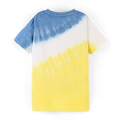 Pine Kids 100% Cotton Knit Half Sleeves Bio Washed T-Shirt Stay Cool Print - Yellow & Blue