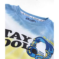 Pine Kids 100% Cotton Knit Half Sleeves Bio Washed T-Shirt Stay Cool Print - Yellow & Blue