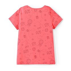 Pine Kids 100% Cotton Bio Washed Half Sleeves Night Suit Travel Print - Sugar Coral