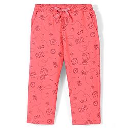 Pine Kids 100% Cotton Bio Washed Half Sleeves Night Suit Travel Print - Sugar Coral