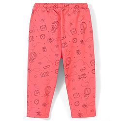 Pine Kids 100% Cotton Bio Washed Half Sleeves Night Suit Travel Print - Sugar Coral