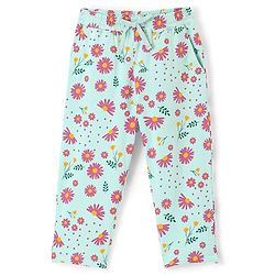 Pine Kids 100% Cotton Knit Cap Sleeve Floral Print Night Suit - Green