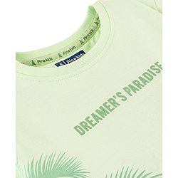Pine Kids 100% Cotton Knit Half Sleeves Nightsuit Trees Print - Green