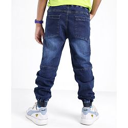 Pine Kids Cotton Elastane Full Length Elasticated Denim Jogger with Draw Cord - Blue