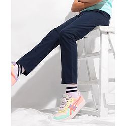 Pine Kids Cotton Woven Full Length Soft Hand Feel Formal Trouser with Stretch - Navy Blue