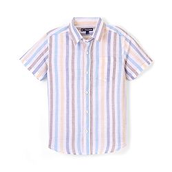 Pine Kids Half Sleeve Spread Collar Striper Shirt - Blue