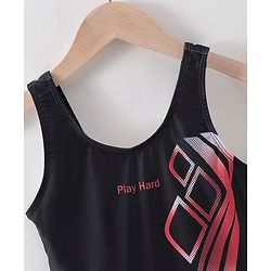 Pine Active Sleeveless V Cut Swimsuit Graphics Print - Black