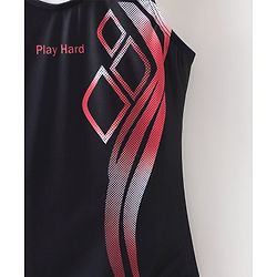 Pine Active Sleeveless V Cut Swimsuit Graphics Print - Black